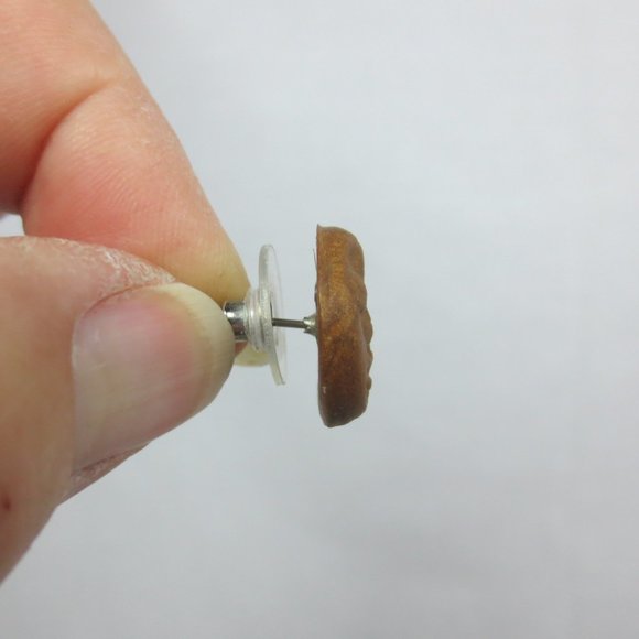 New Hand Crafted Mystical Face Stud Clay Earrings - Picture 5 of 6